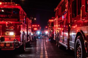 Fire engines at night
